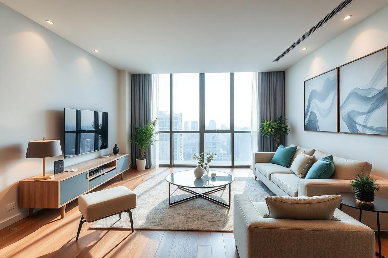 Professionally staged Singapore condominium living room